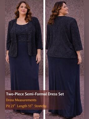 Jeanne Alexander Plus Size Two-Piece Navy Semi-Formal Dress Set size 20W